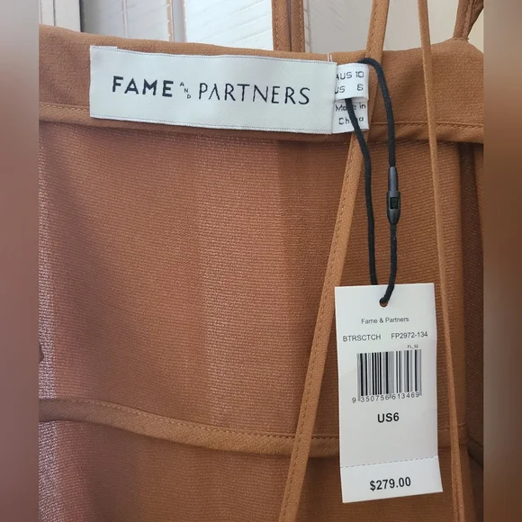 Fame and Partners wrap dress with ruffled straps in butterscotch. NWT sz 6 - Picture 4 of 5